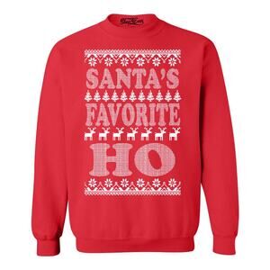 Shop4Ever Women’s Santa's Favorite Ho Crewnecks Ugly Christmas Sweatshirt Size M